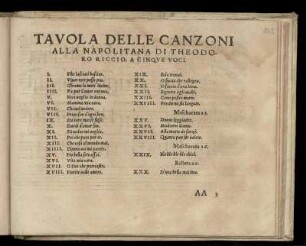 Tavola delle canzoni