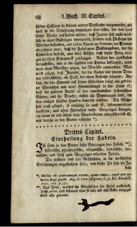 Drittes Capitel. Eintheilung der Fabeln