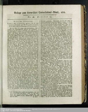 Beilage zum literarischen Conversations-Blatt, 1822. No. 26. October 15.