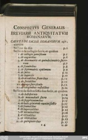 Conspectus Gerneralis Breviarii Antiquitatum Romanarum.