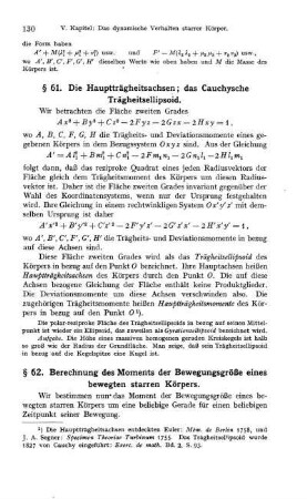 § 62. Berechnung des Moments der Bewegungsgröße eines bewegten starren Körpers.