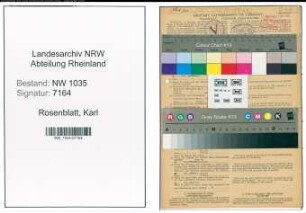 Entnazifizierung Karl Rosenblatt , geb. 29.09.1910 (Angestellter)