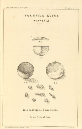 Plate O. Toluvila ruins. Wata-dâ-gê. Gold karanduwa & bone chips.