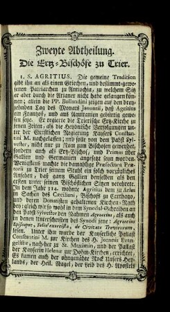 Chronologische Geschichts-Kunde deren Bischöfen, Erz-Bischöfen, und Churfürsten zu Trier / Abteilung 2