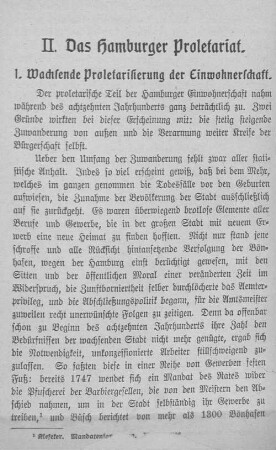 II. Das Hamburger Proletariat.