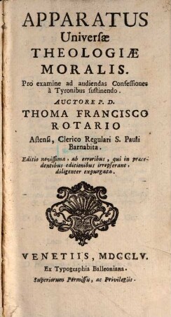 Apparatus universae theologiae moralis