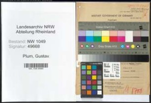 Entnazifizierung Gustav Plum , geb. 11.04.1903 (Kaufmaennischer Angestellter)