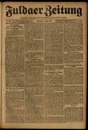Erste Ausgabe vom Samstag, den 09. Juli 1921.