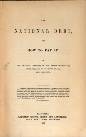 The national Debt and how to pay it