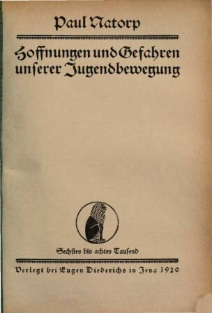 Hoffnungen und Gefahren unserer Jugendbewegung