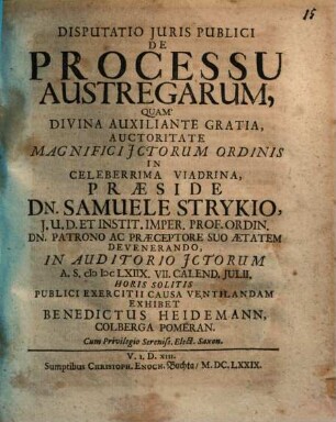 Disp. iuris publ. de processu austregarum