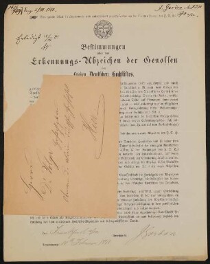 Bestimmungen über das Erkennungs-Abzeichen der Genossen des Freien Deutschen Hochstifts - Joseph Gordon
