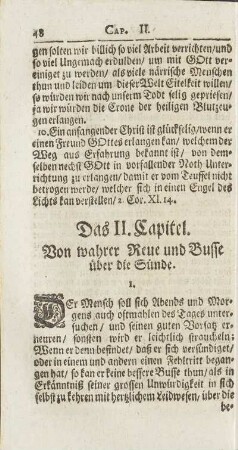 Das II. Capitel. Von wahrer Reue u. Busse über die Sünde
