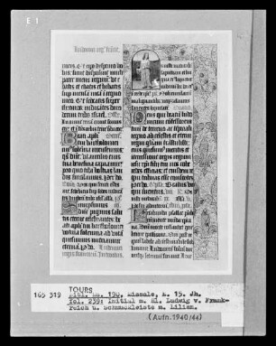 Missale aus Marmoutier — Initiale A? mit dem Heiligen Ludwig von Frankreich, Folio 239