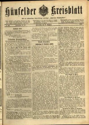 Ausgabe vom Samstag, den 19. Dezember 1914.