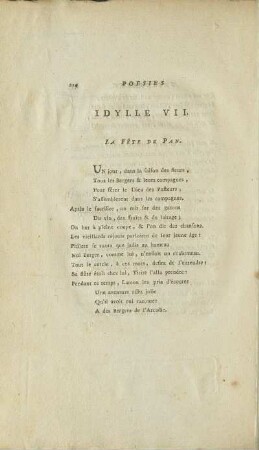 Idylle VII. La Féte de Pan