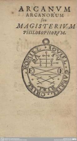 ARCANUM ARCANORUM seu MAGISTERIUM PHILOSOPHORUM.