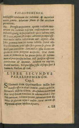 Liber Secundus Paralipomenon.