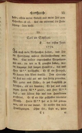 22. Carl an Sophien. K .. den 20sten Junii 1759.
