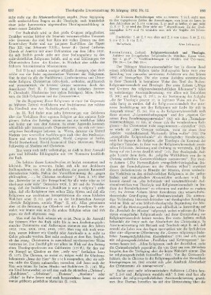898-899 [Rezension] Rosenkranz, Gerhard, Religionswissenschaft und Theologie