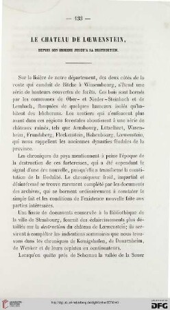 1: Le Château de Loewenstein, depuis son origine jusqu'à sa destruction