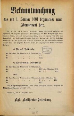 Königliches Hof- und Nationaltheater. 1881
