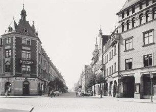 Dresden-Pieschen. Leisniger Platz. Blick nach Südwesten in die Torgauer Straße
