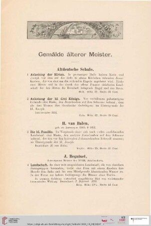 Gemälde älterer Meister (Nr. 1 - 161)