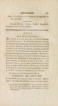 Avis aux Souscripteurs.