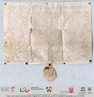 LAV NRW R, AA 0512 Steinfeld Urkunden, Nr. 317, Vorderseite