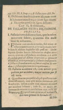 Cap. II. & ultimum. De Fallaciis Extra Dictionem.