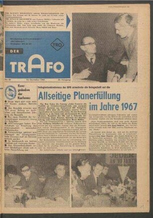 TRO-Betriebszeitung 'Der Trafo'; Nr. 49/1966 (14. Dezember 1966)