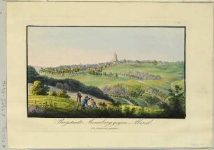 Stadtansicht von Annaberg (ab 1945 Annaberg-Buchholz) in Sachsen, aus südwestlicher Richtung