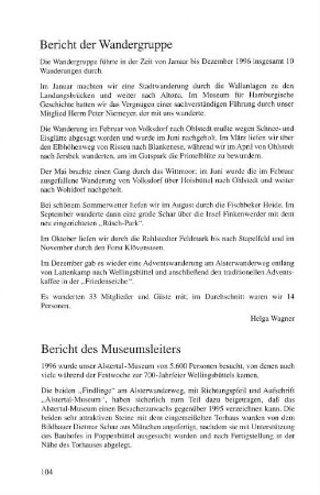 Bericht der Wandergruppe