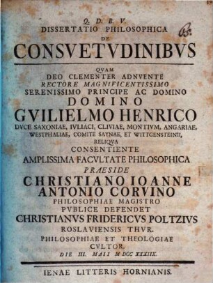Dissertatio philosophica de consuetudinibus