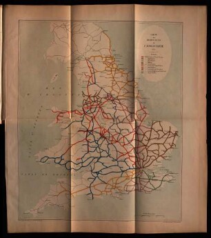 Carte des chemins de fer de l'angleterre 1874.