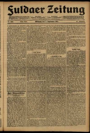 Erste Ausgabe vom Mittwoch, den 03. September 1913.