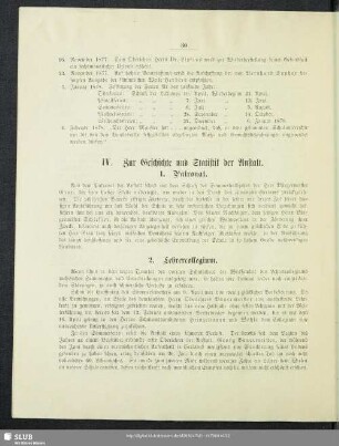 IV. Zur Geschichte und Statistik der Anstalt