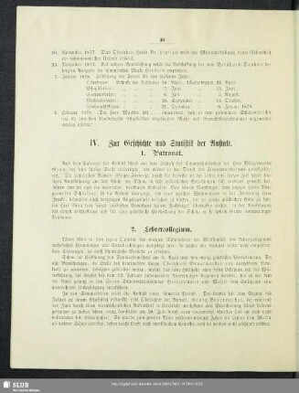 IV. Zur Geschichte und Statistik der Anstalt