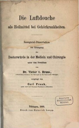 Die Luftdouche als Heilmittel bei Gehörkrankheiten