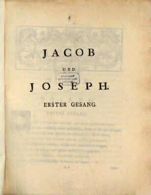 Jacob und Joseph : Ein Gedicht In Drei Gesaengen