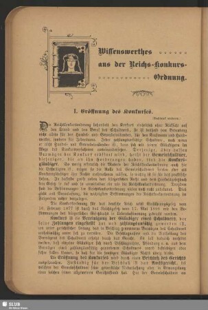 I. Eröffnung des Konkurses
