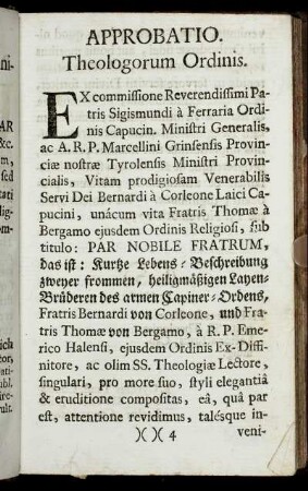 Approbatio Theologorum Ordinis.