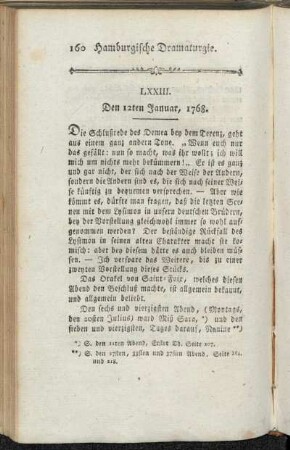 LXXIII. Den 12ten Januar, 1768