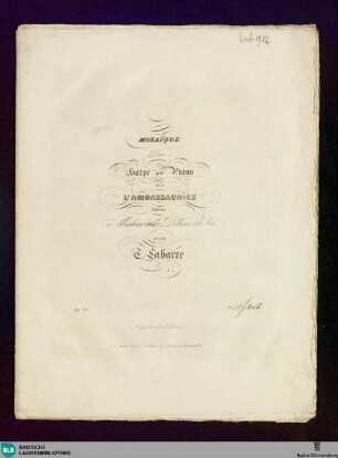 Mosaique pour harpe et piano : sur l'Ambassadrice; op. 83