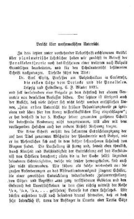 Bericht über mathematischen Unterricht