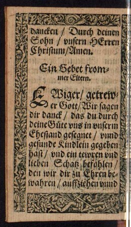 Ein Gebet frommer Eltern.