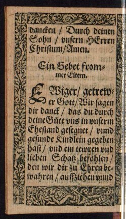 Ein Gebet frommer Eltern.