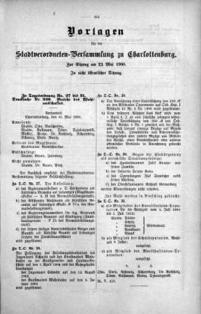 In nicht öffentlicher Sitzung. No. 11. (185-227), 23. Mai 1906