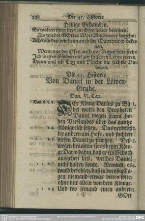Die 45. Historie. Von Daniel in der Löwen-Grube